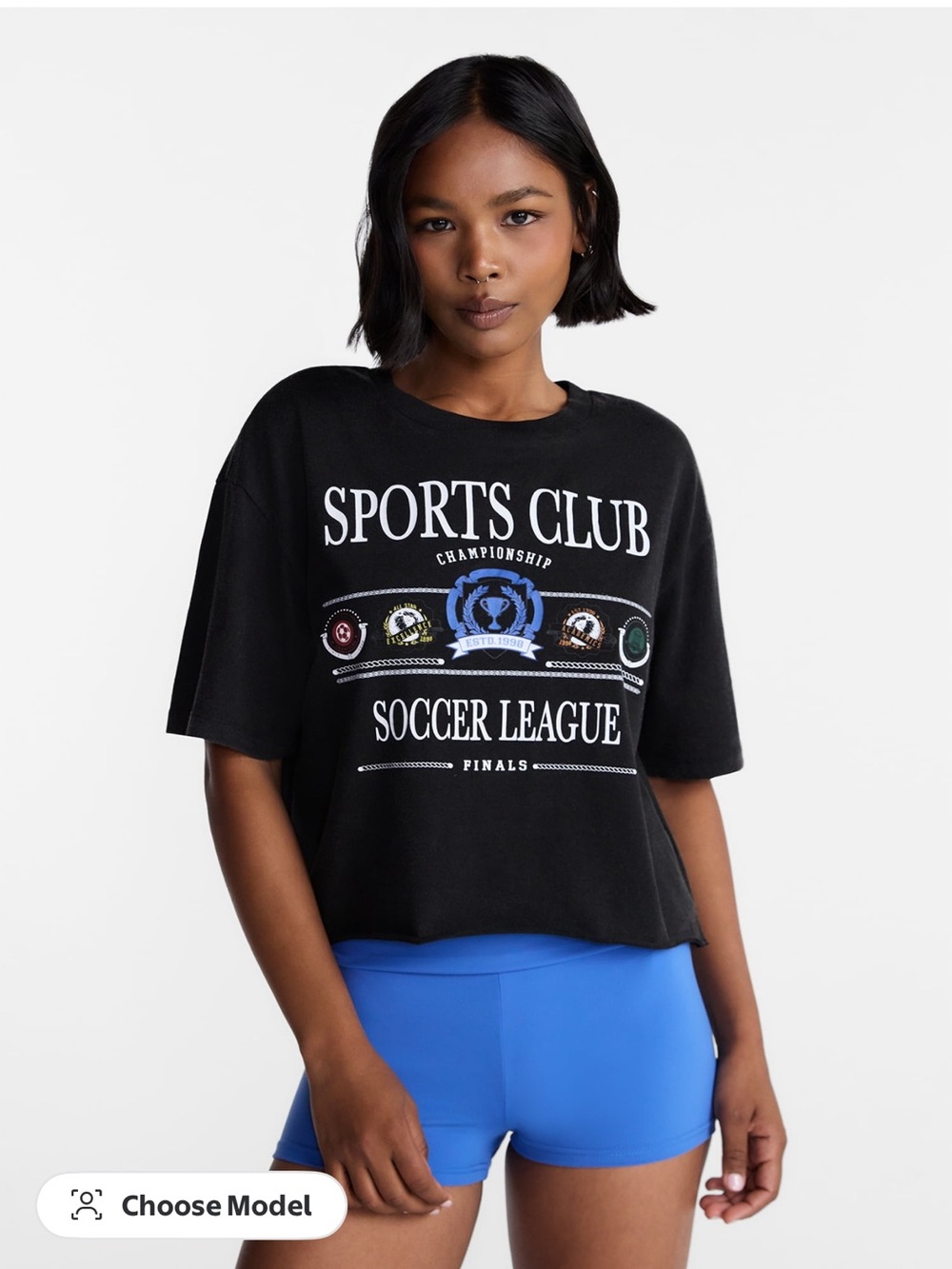 No Boundaries Black Sports Club Soccer League Crop Tee